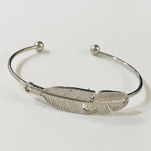 Feather Silver Cuff Bracelet